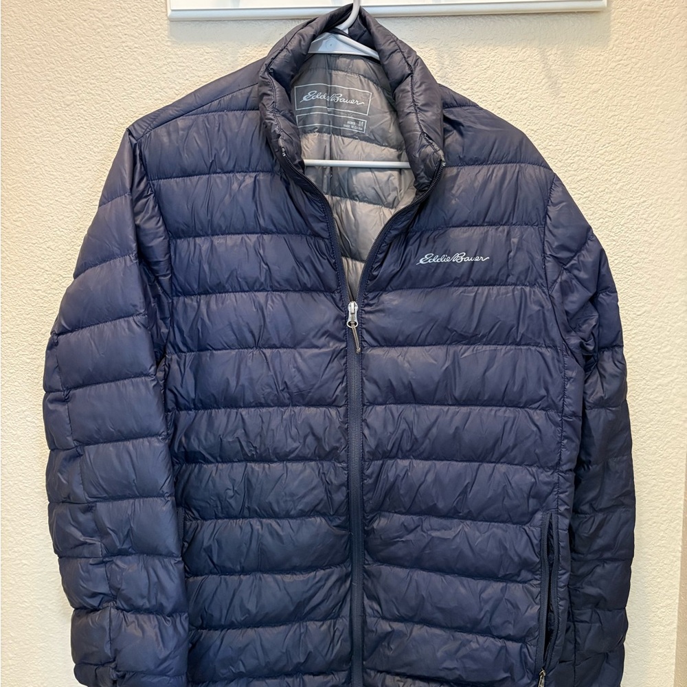 Eddie Bauer Blue Puffer Jacket Lightweight Quilted Design